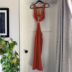 Orange crochet maxi with cut outs